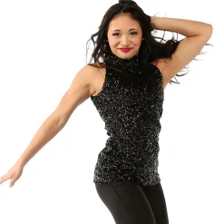 Alexandra Mock Neck Sequin Tank