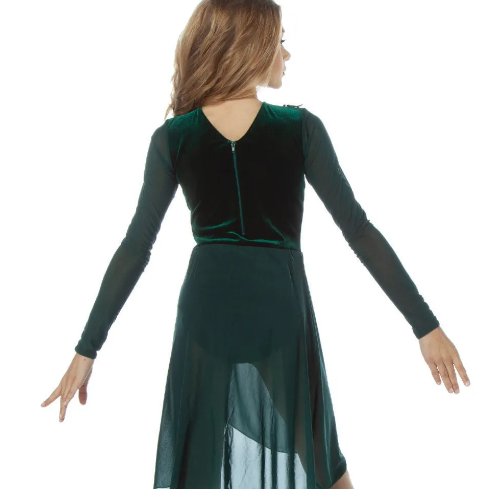 Alexandra Velvet Long Sleeve Skirted Leotard