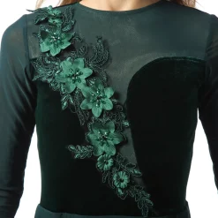 Alexandra Velvet Long Sleeve Skirted Leotard