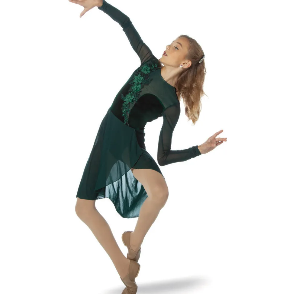 Alexandra Velvet Long Sleeve Skirted Leotard