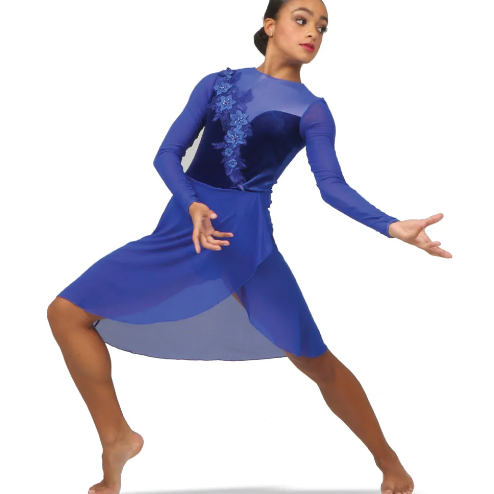 Alexandra Velvet Long Sleeve Skirted Leotard