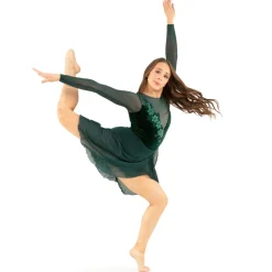 Alexandra Youth Velvet Long Sleeve Skirted Leotard