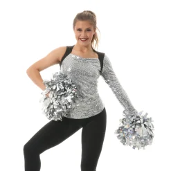 Asymmetrical Long Sleeve Sequin Top