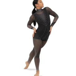 Black Studs Mesh Unitard