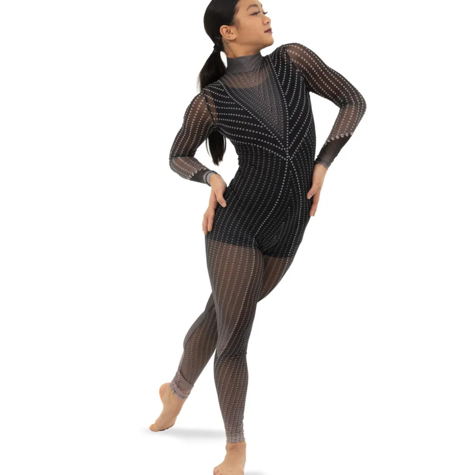 Black Studs Mesh Unitard