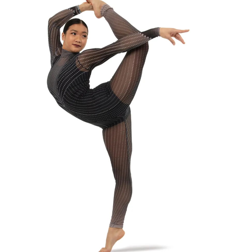 Black Studs Mesh Unitard