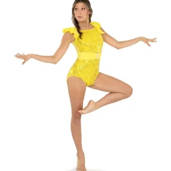 Fancy Ruffle Sleeve Sequin Leotard