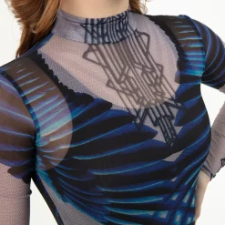 Feather Criss Cross Mesh Leotard