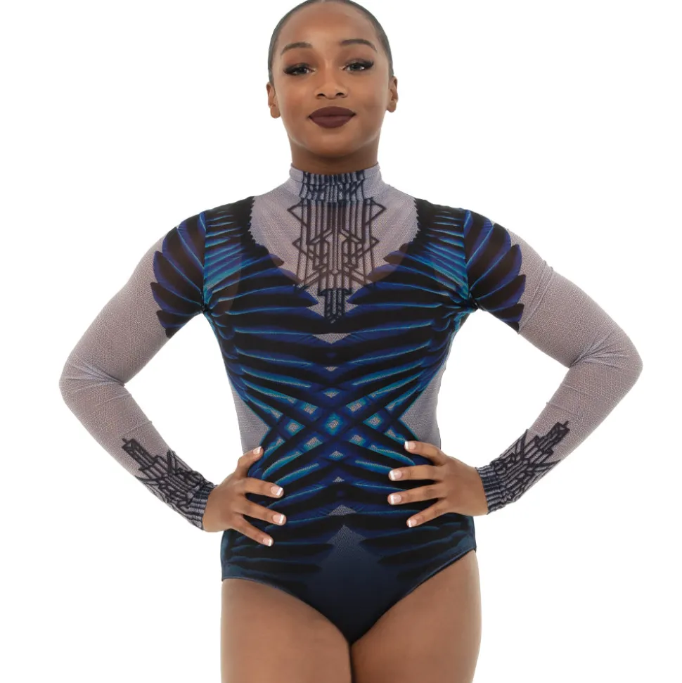 Feather Criss Cross Mesh Leotard