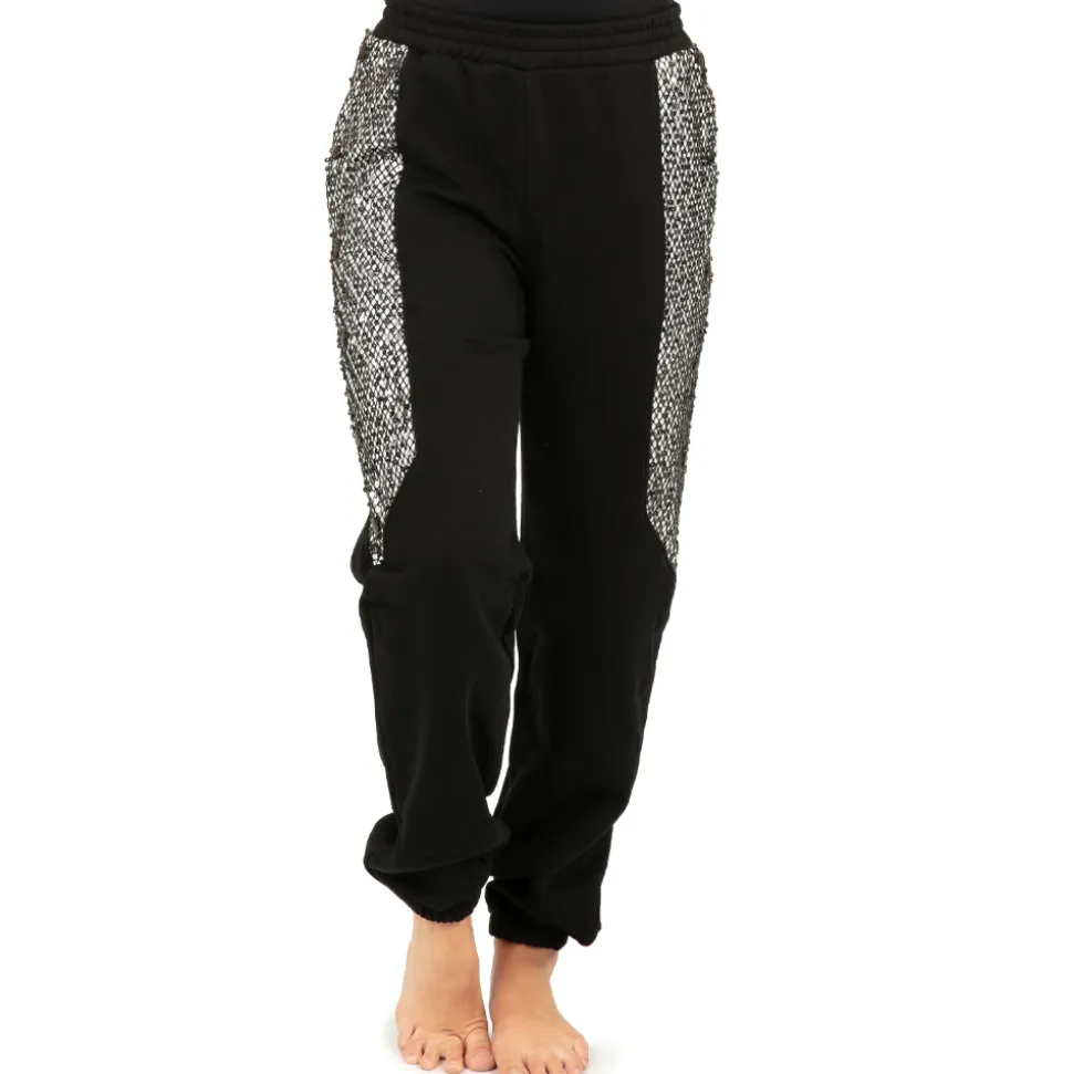 Fishnet Mesh Panel Joggers