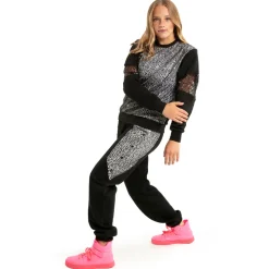 Fishnet Mesh Panel Joggers