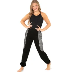 Fishnet Mesh Panel Joggers