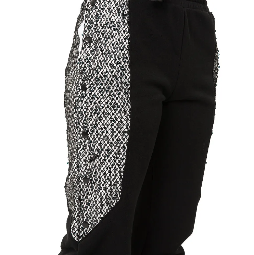 Fishnet Mesh Panel Joggers