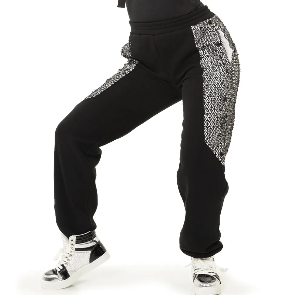 Fishnet Mesh Panel Joggers