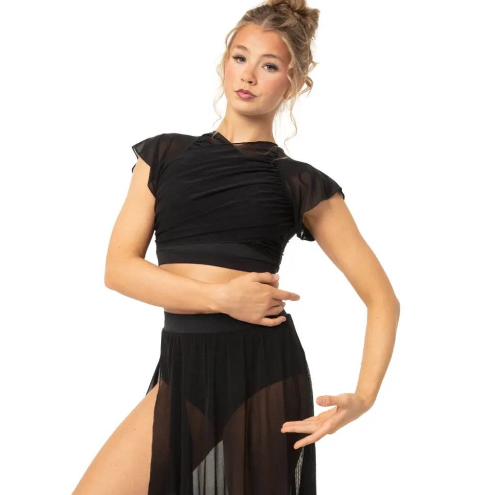 Flutter Sleeve Performance Crop Top