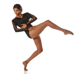Girls Lattice Long Sleeve Leotard
