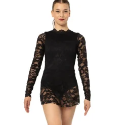 Lace Long Sleeve Scoopneck Dress