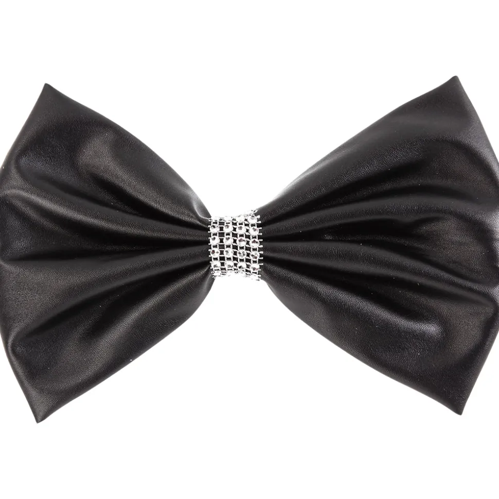 Large Leatherette Bow with Contrast Trim