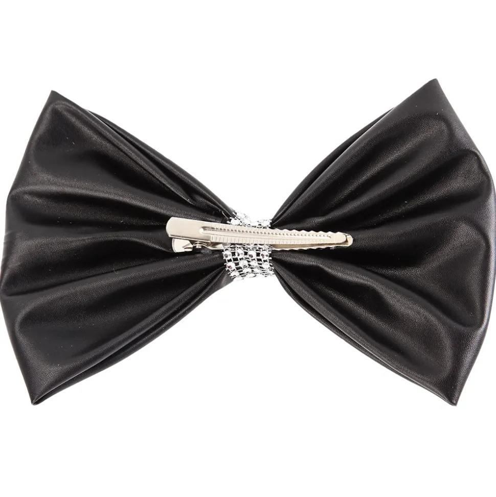 Large Leatherette Bow with Contrast Trim
