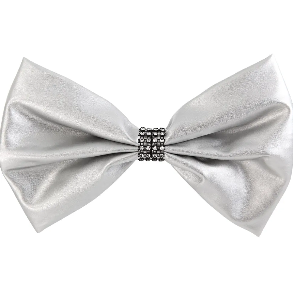 Large Leatherette Bow with Contrast Trim
