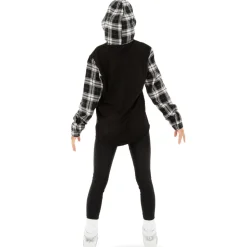 Long Sleeve Hooded Plaid Shirt