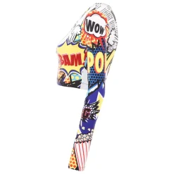 Long Sleeve Pop Art Crop Top