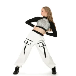 Long Sleeve Sequin Performance Crop Top