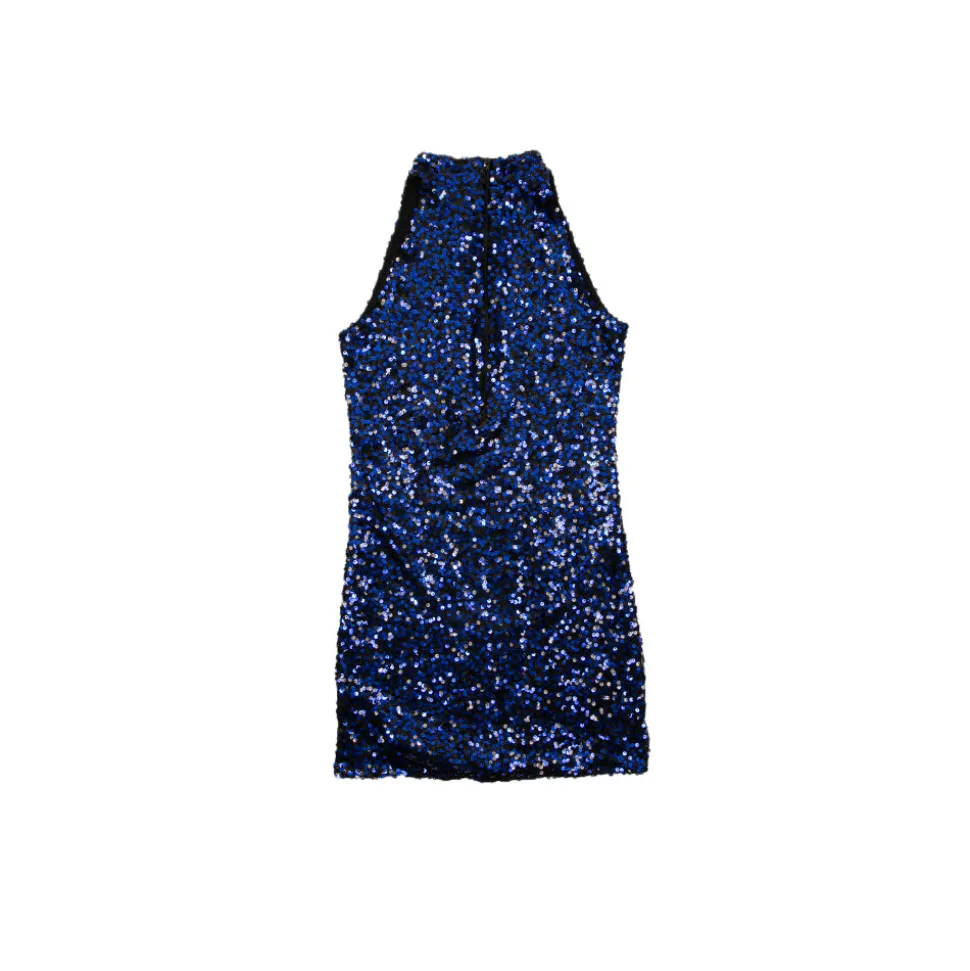 Mock Neck Sleeveless Two Tone Tunic Dress