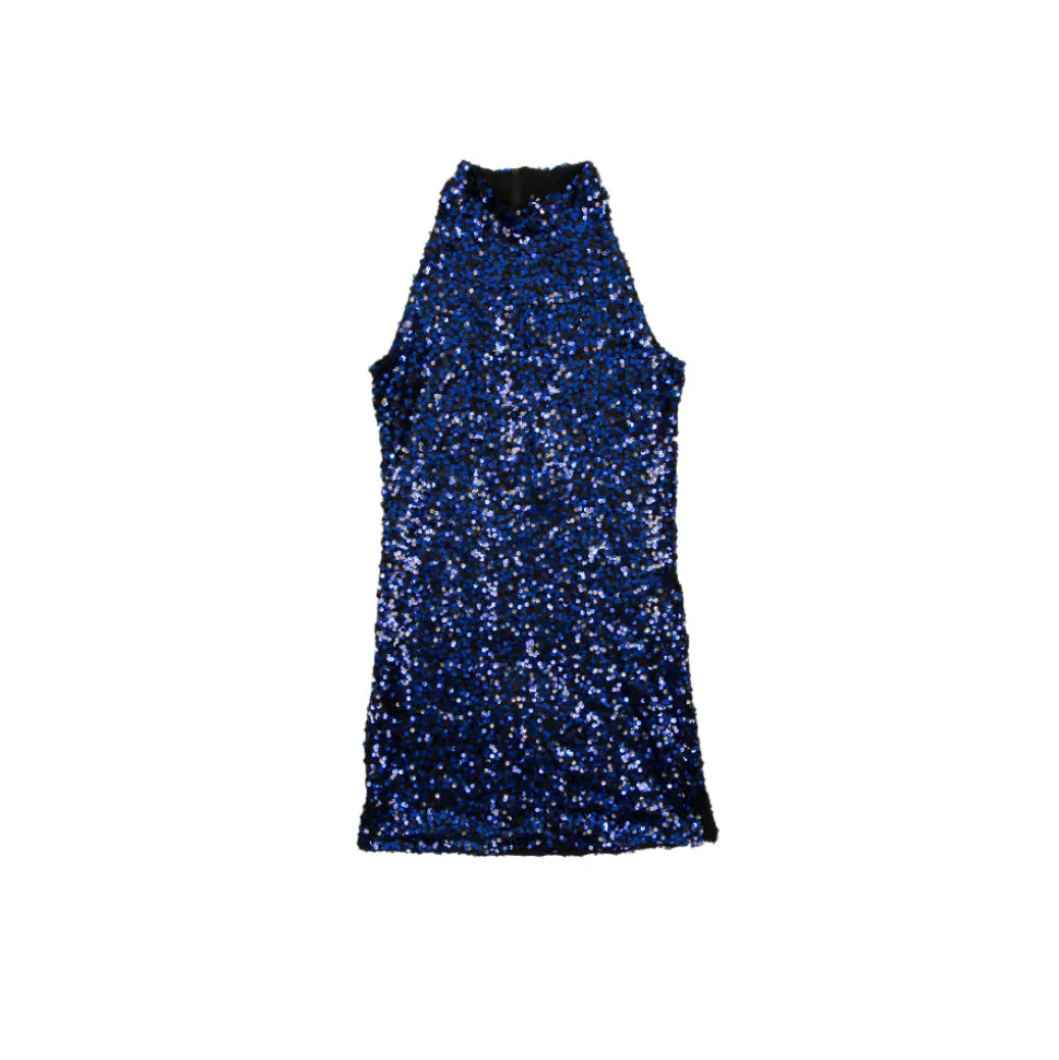 Mock Neck Sleeveless Two Tone Tunic Dress