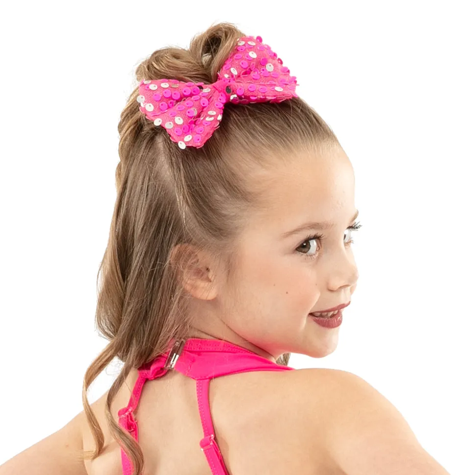 Neon Pink Sequin Bow