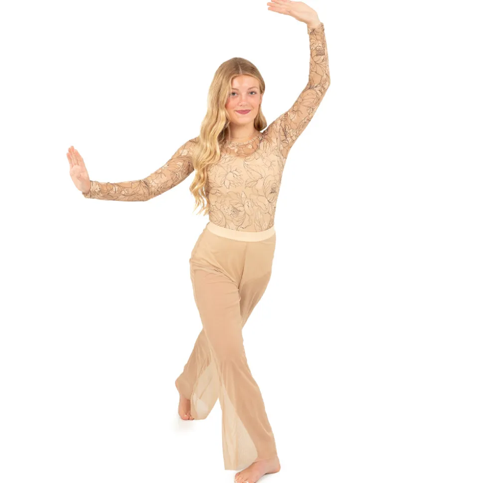 Power Mesh Wide Leg Pant with Attached Brief