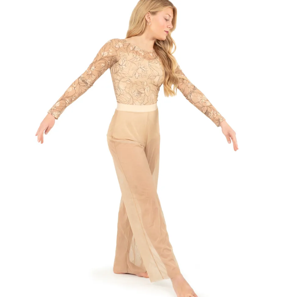 Power Mesh Wide Leg Pant with Attached Brief