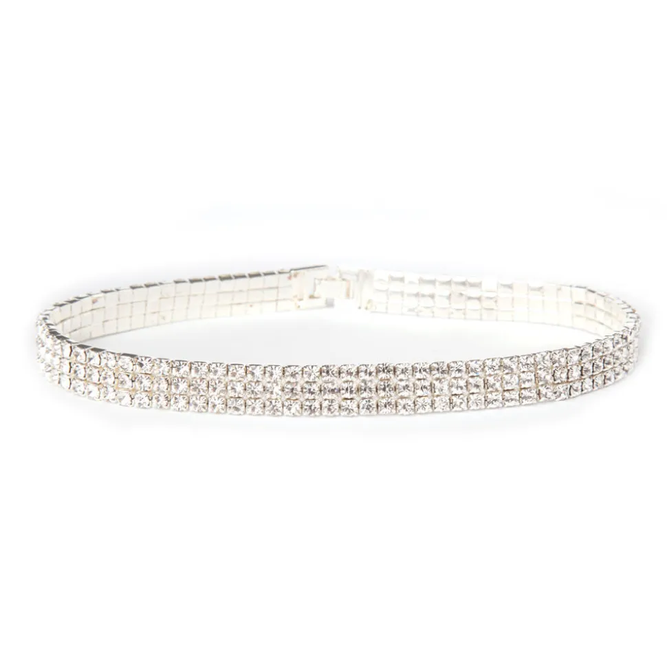 3 Row Stretch Rhinestone Choker