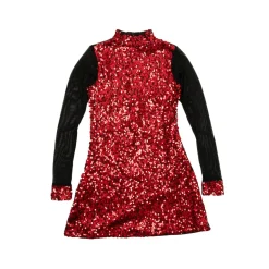 Sequin Long Mesh Sleeve Tunic Dress