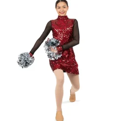 Sequin Long Mesh Sleeve Tunic Dress