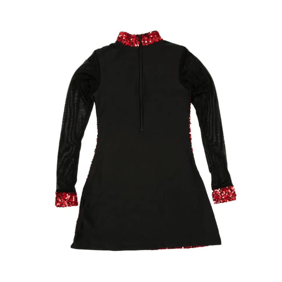 Sequin Long Mesh Sleeve Tunic Dress