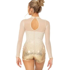 Sequin Ombre Waterfall Long Sleeve Biketard