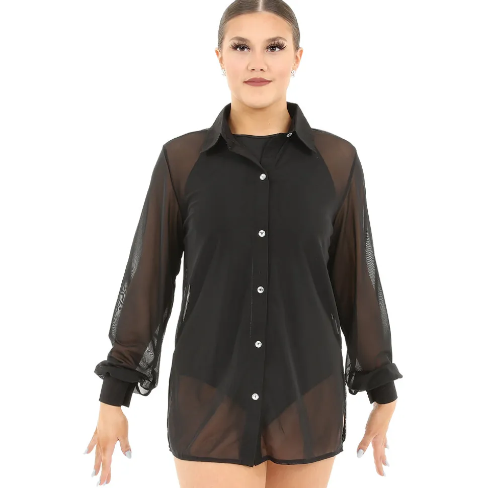 Sheer Collared Overdress Shirt
