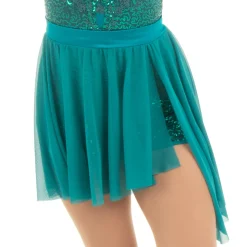 Teal Side Slit Skirt