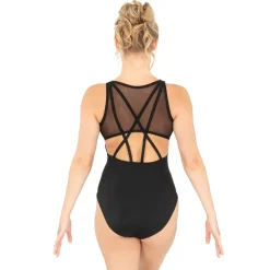 V-Neck Mesh Keyhole Leotard