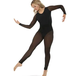 V-Neck Mesh Keyhole Long Sleeve Unitard