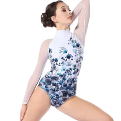 Watercolor Floral Mesh Leotard