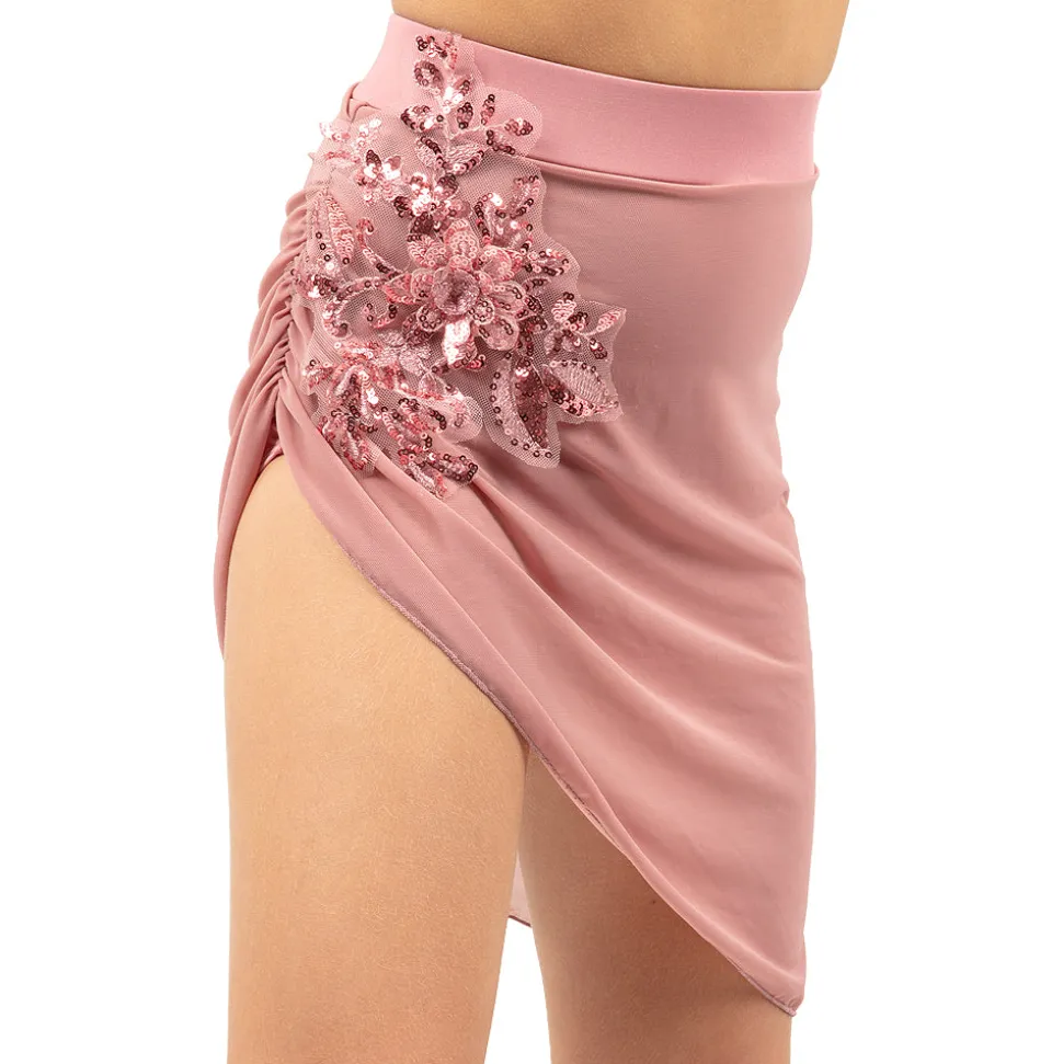 Youth Asymmetrical Mesh Skirt With Attached High Waist Brief