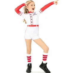 Youth Baseball Strike Out Pin Stripe Biketard