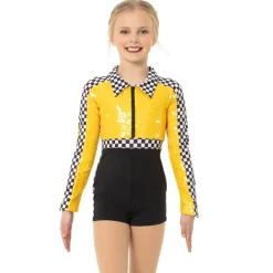 Youth Checkered Long Sleeve Biketard