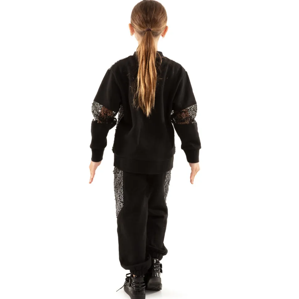 Youth Fishnet Mesh Panel Joggers