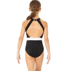 Youth Halter Cut Out Mesh Open Back Leotard