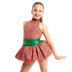 Youth Holiday Plaid Halter Dress