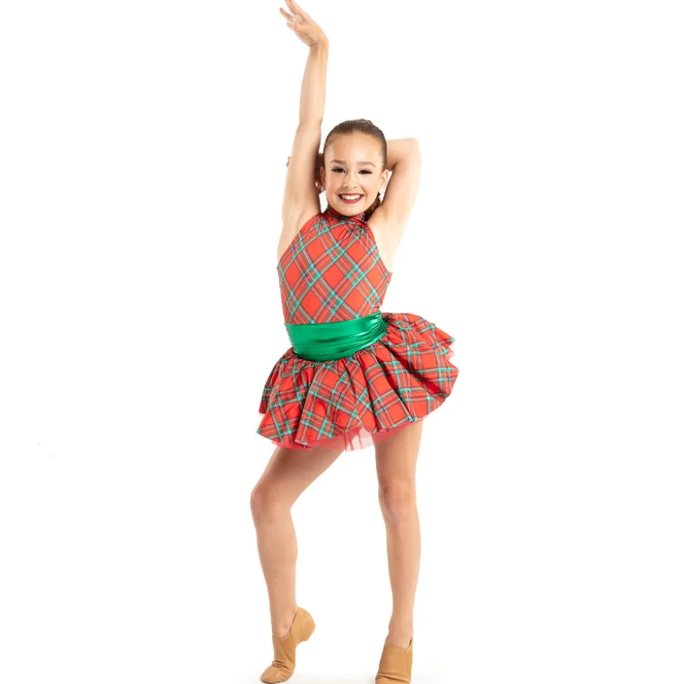 Youth Holiday Plaid Halter Dress