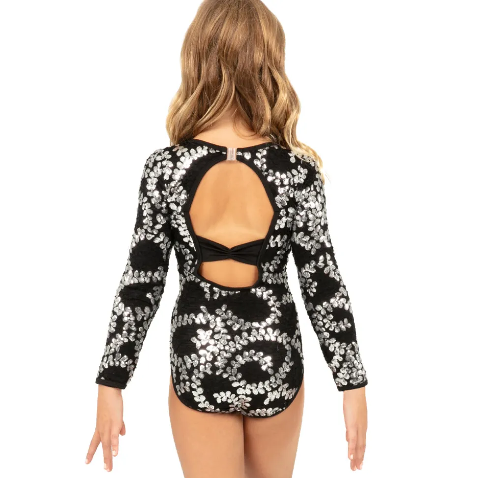 Youth Light it Up Sequin Lace Long Sleeve Leotard